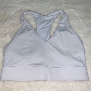 Fabletics vneck white sports bra with back pocket